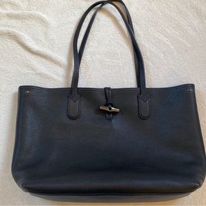Longchamp Roseau Leather Tote - Black